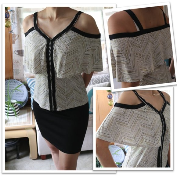 3/$15 CATO Cold Shoulder Pop Over Printed Blouse - Picture 15 of 16